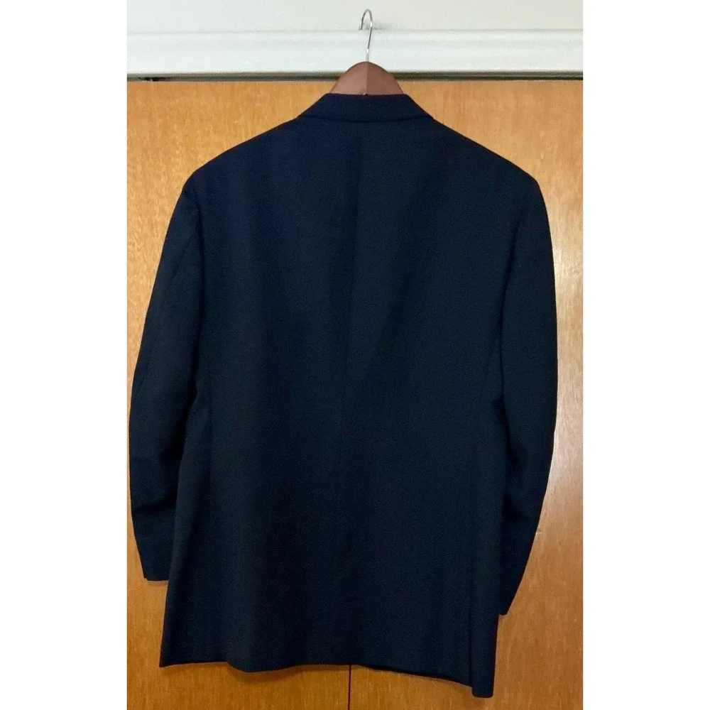 Oscar de la Renta Mens Navy Blue Wool Blend Blazer Sport Coat Staple Piece SzR40